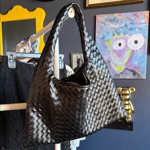 Elegant Black Woven Handbag designer inspired